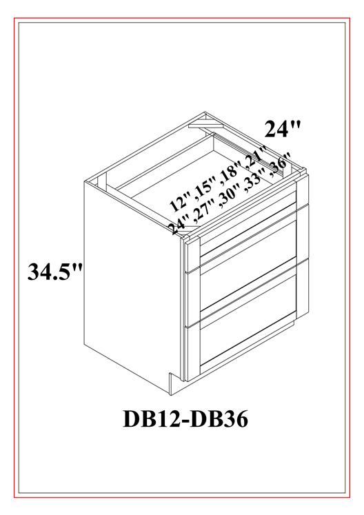 DRAWER BASES – 3 DRAWERS – Shaker White