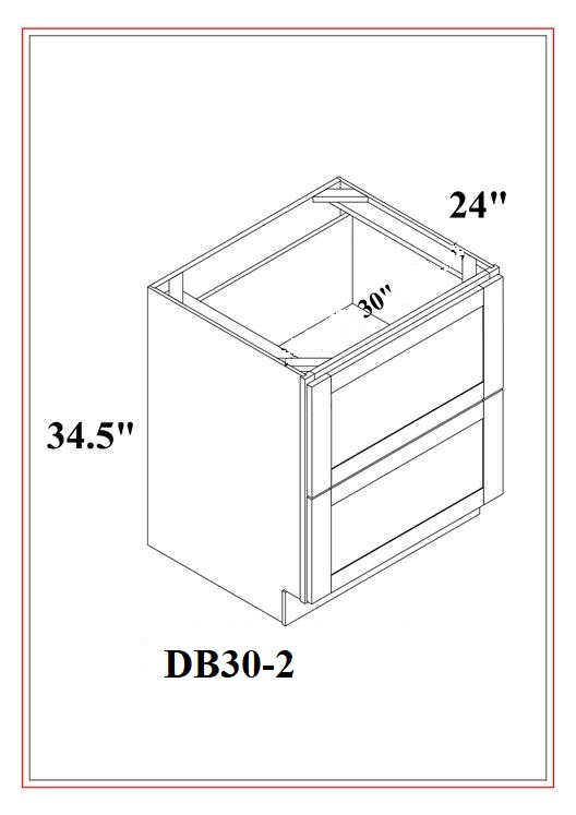 DRAWER BASES – 2 DRAWERS – Shaker White