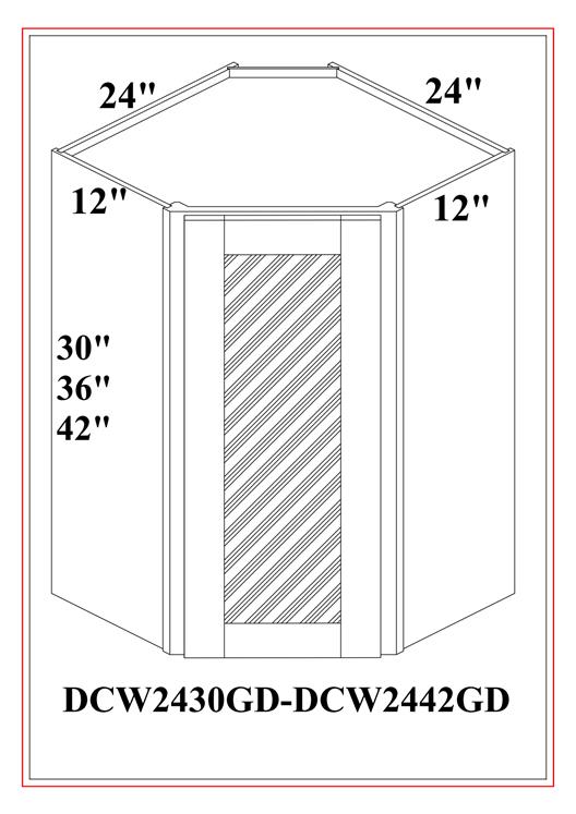 Diagonal Corner Wall Cabinet w/ Glass Door – Shaker White